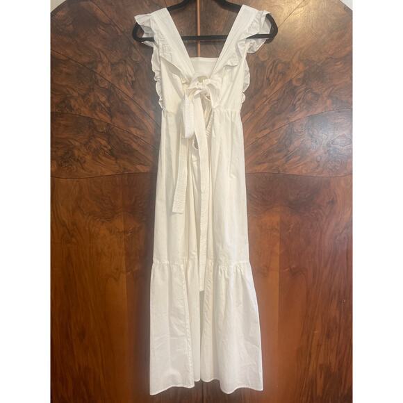 O.P.T Passion Midi Dress White Poplin Ruffle Apron Size Medium M Prairie Cottage - Picture 5 of 9